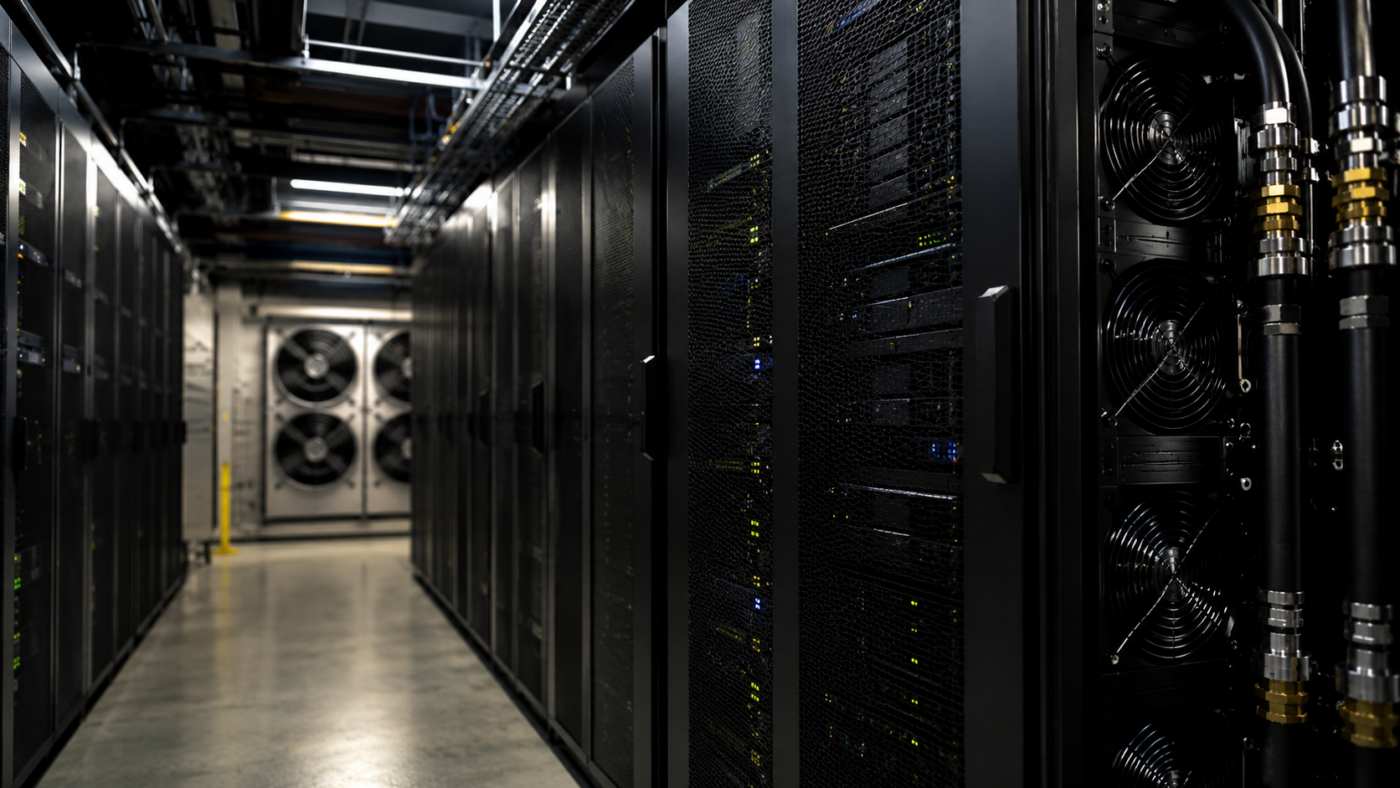 Serveurs dans un data center pour illustrer le coût d’une requête IA