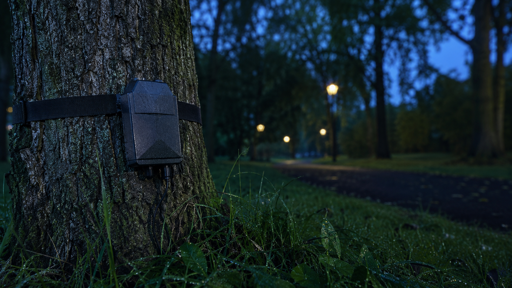 Un détecteur capte les ultrasons dans un parc urbain