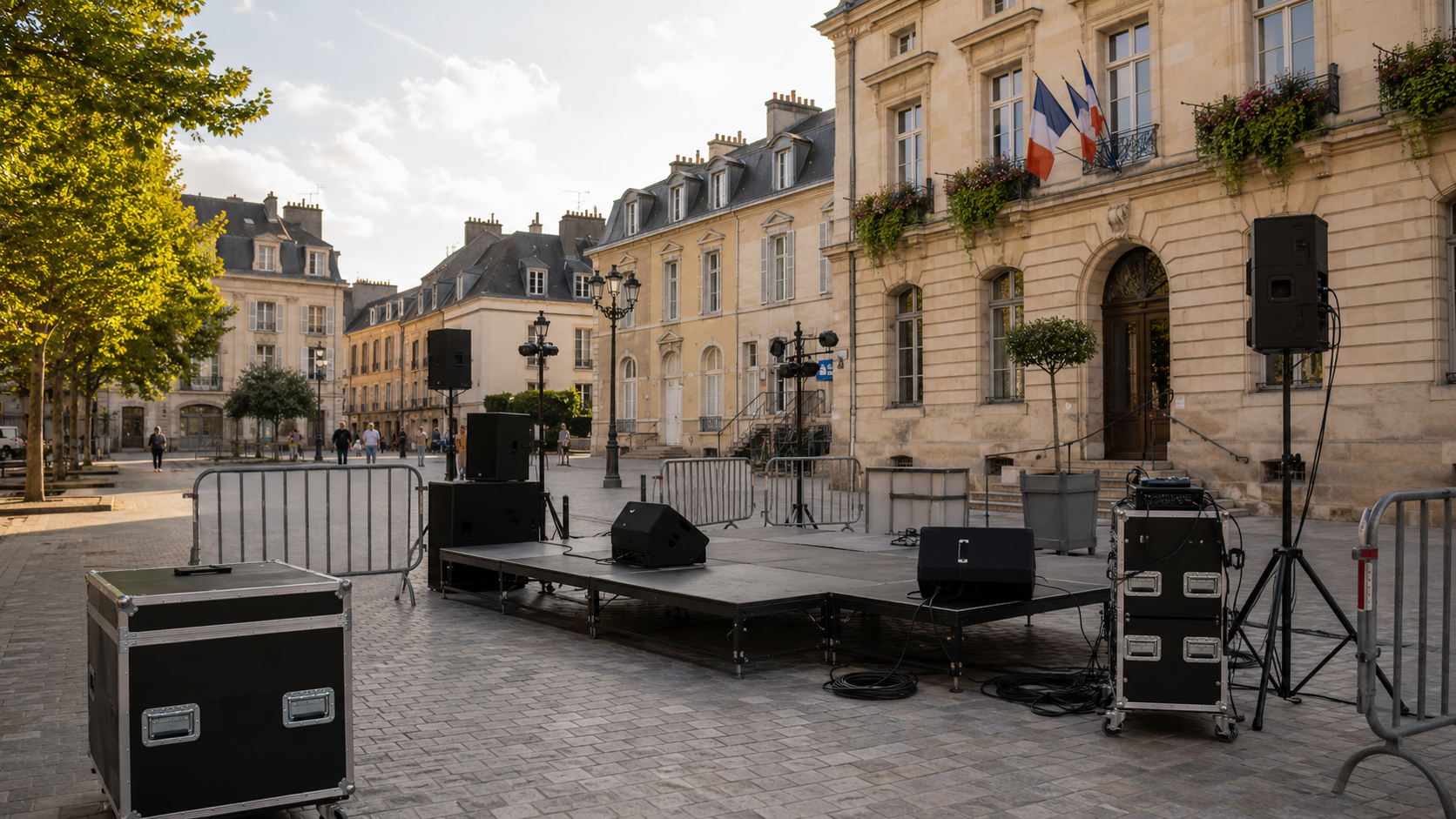 Sono installée devant une mairie sans panneau lisible