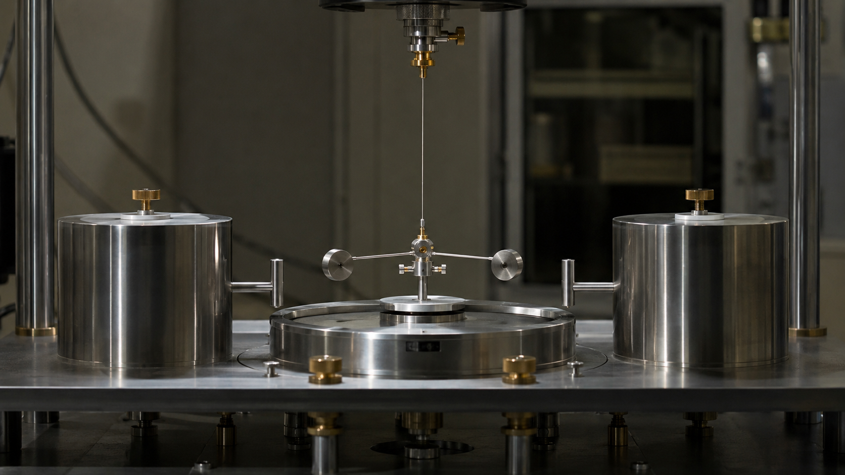 Des cylindres métalliques autour d’un ruban de torsion