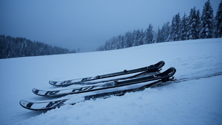 Des skis tracent deux sillons dans la neige
