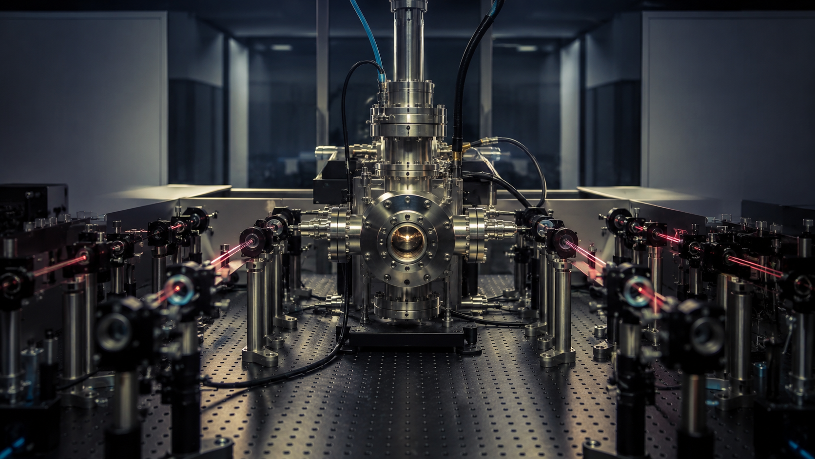 Deux chemins optiques encadrent la chambre centrale