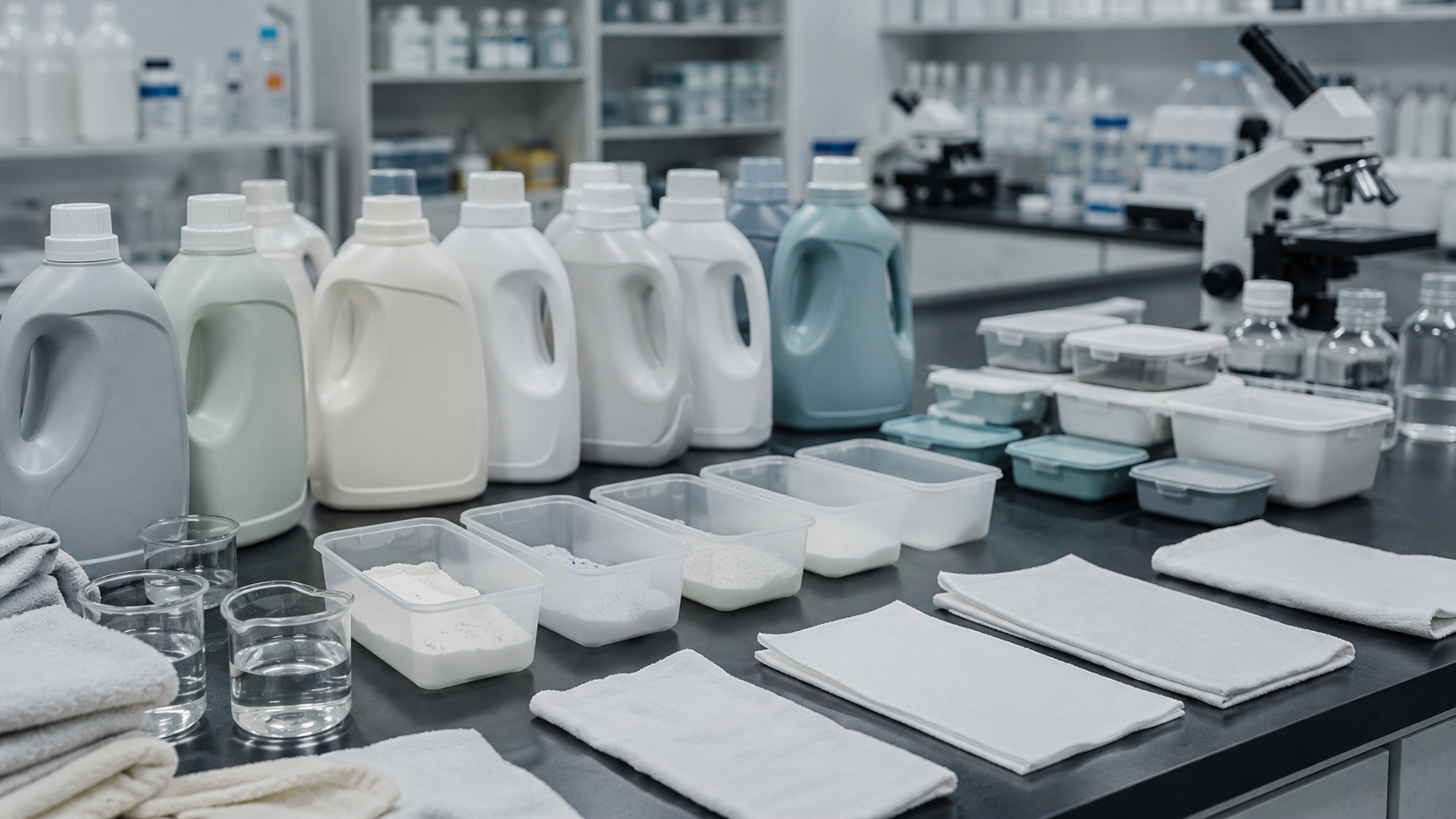 Des outils de test restent alignés sur une table de laboratoire