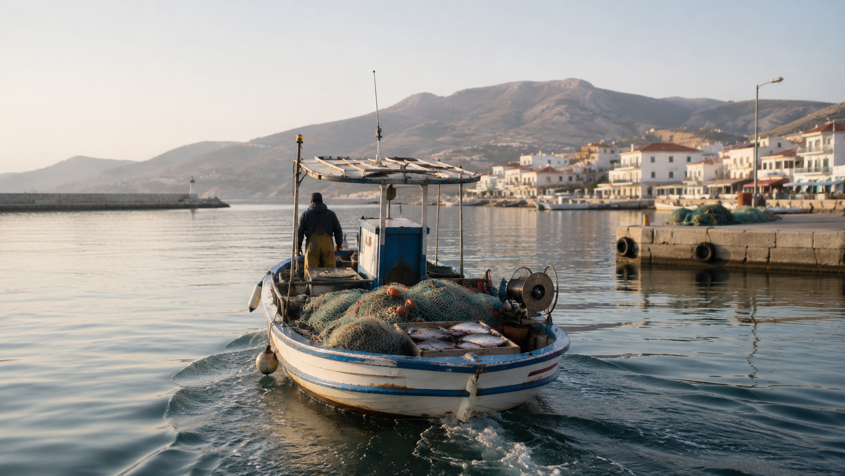 Un bateau rentre avec des filets moins remplis en Méditerranée