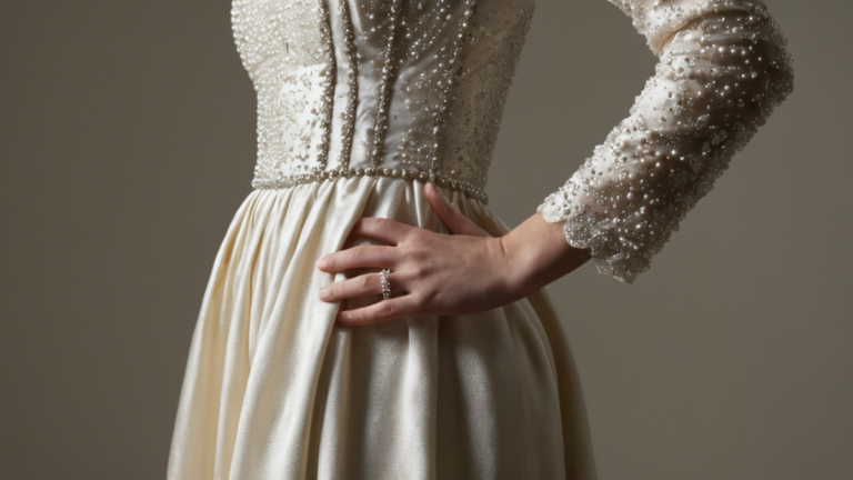 Une robe claire accroche un motif scientifique discret