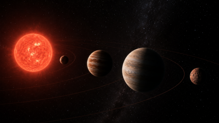 Planète rocheuse au-delà de deux mondes gazeux