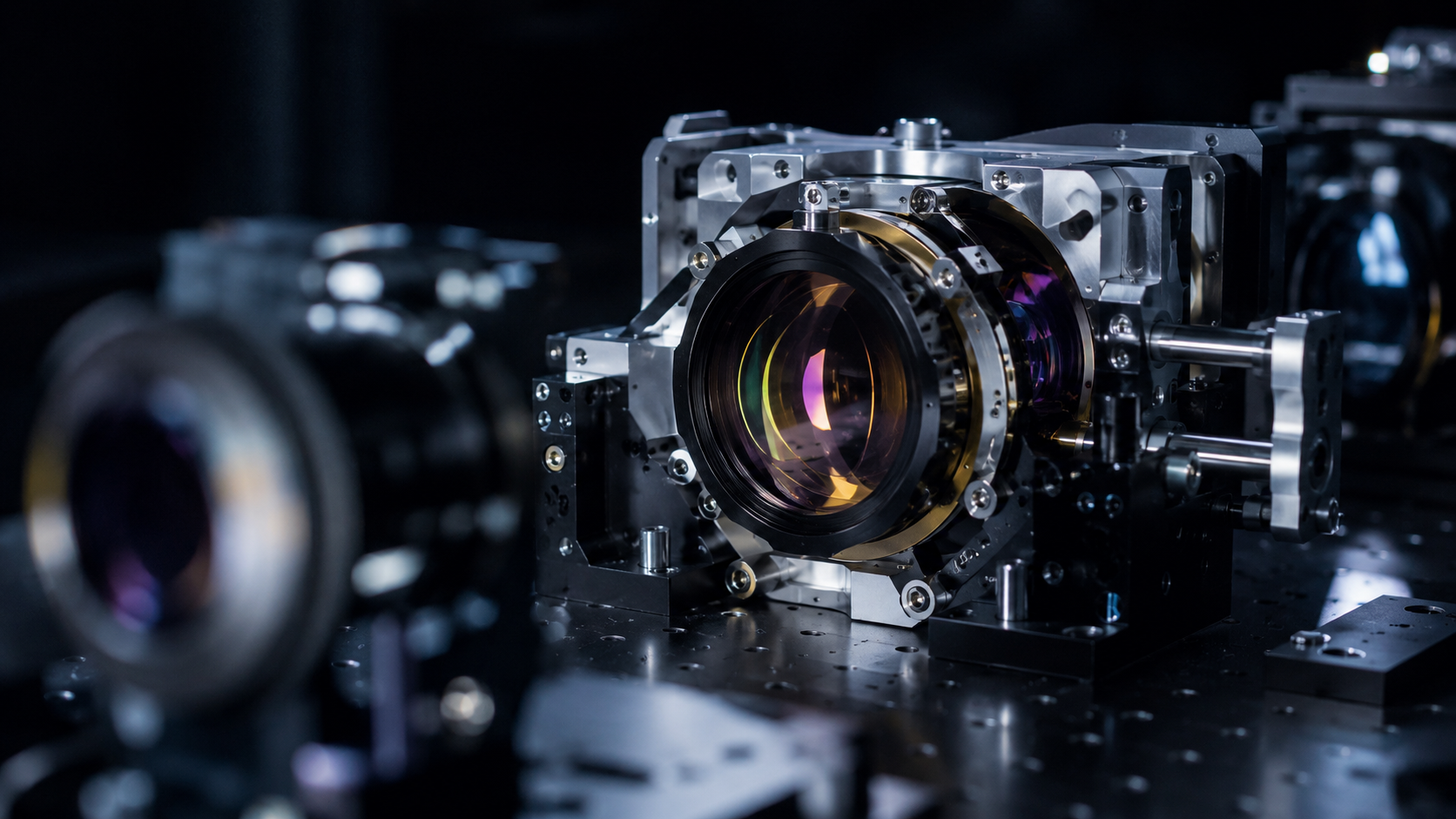 Instrument optique infrarouge en laboratoire évoquant le James Webb