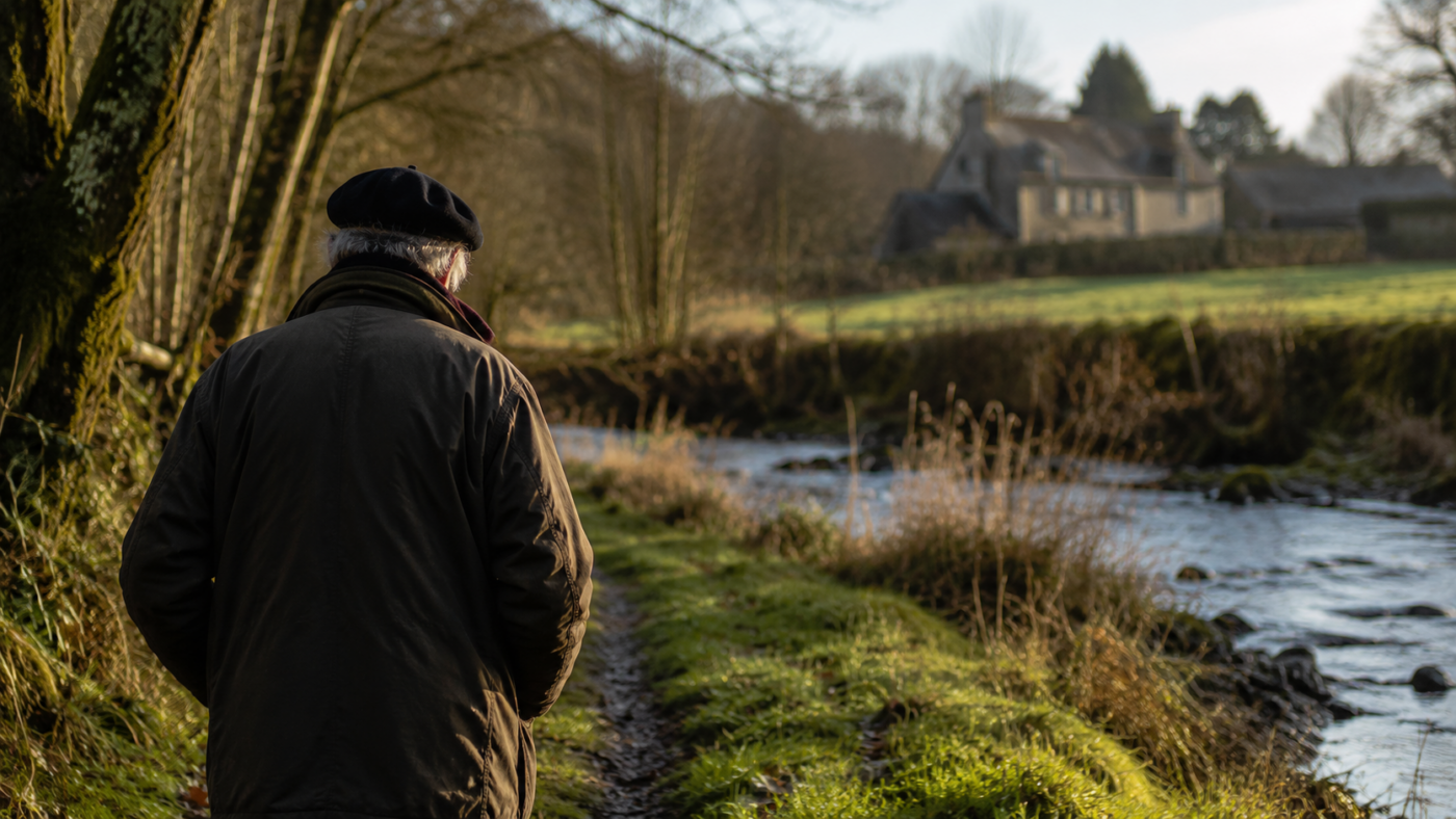 Un chemin rural près d’une rivière en Bretagne