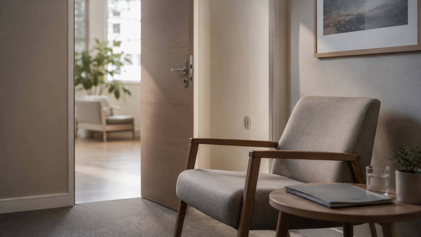 Fauteuil vide dans un espace de consultation médicale sobre.