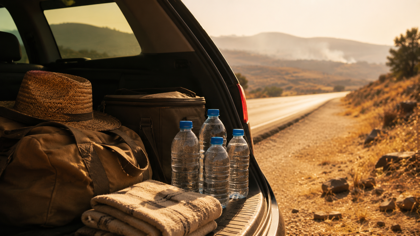 Préparation d'un départ en voiture pendant une alerte canicule