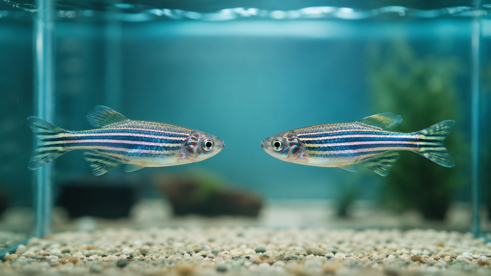 Deux poissons zèbres en interaction sociale dans un dispositif expérimental