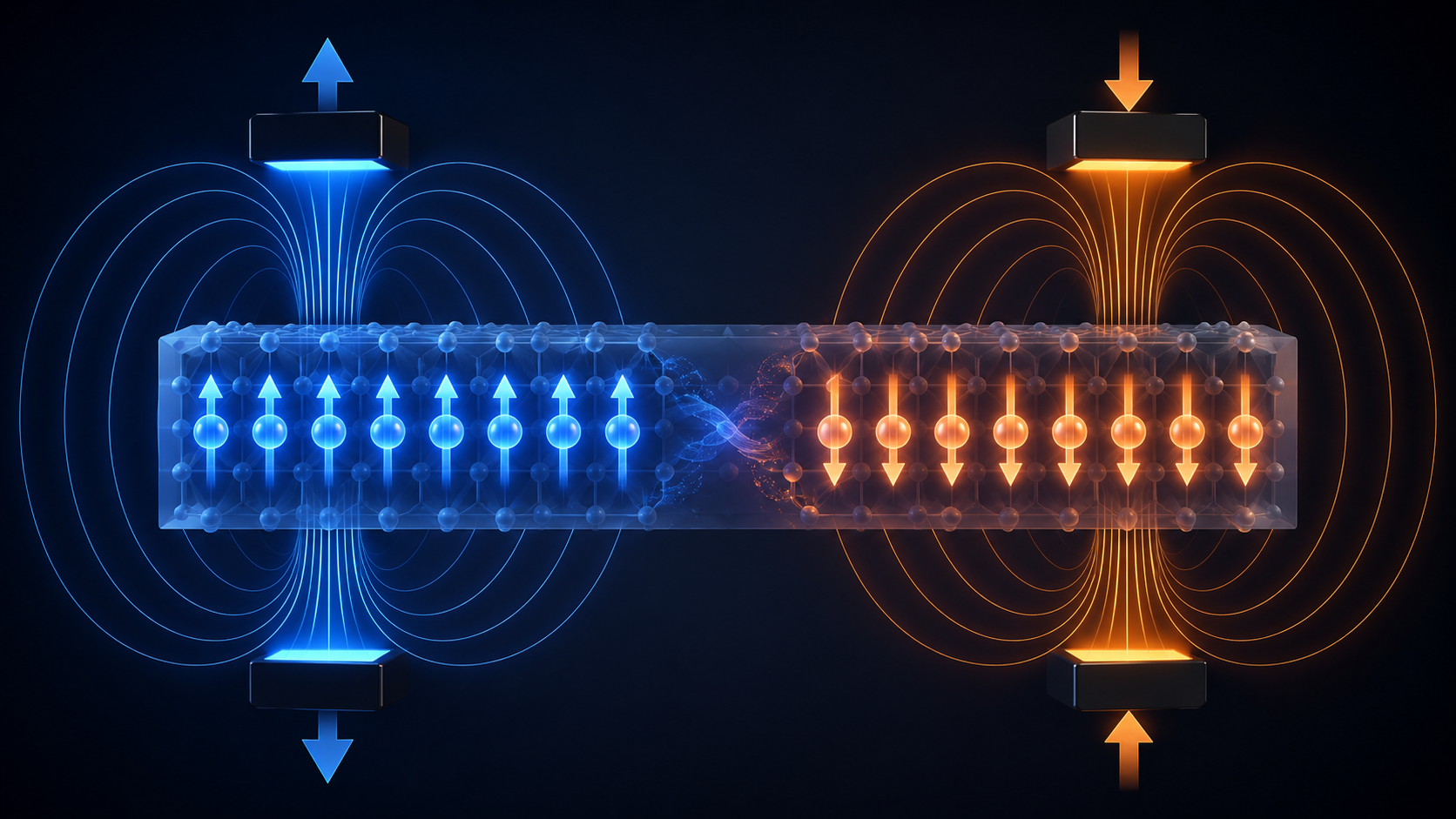 Schema de la commutation de la polarisation de spin electronique dans le cobalt par changement du champ magnetique