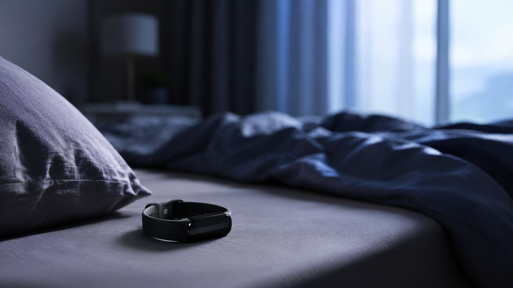 Bracelet capteur d'activité posé près d'un oreiller