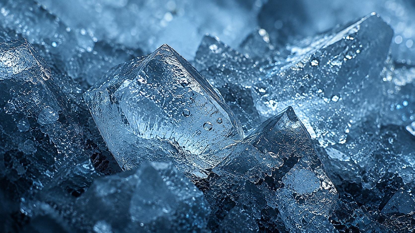 Gros plan de cristaux de glace cosmique scintillant sous une faible lumière stellaire