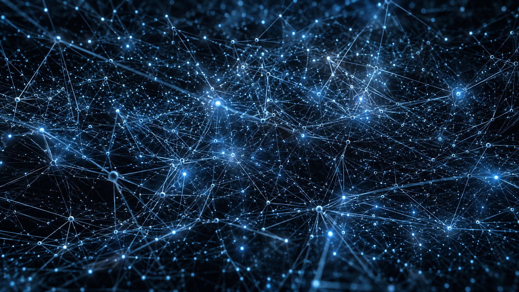 un vaste réseau abstrait de points reliés par des lignes lumineuses, densité vertigineuse