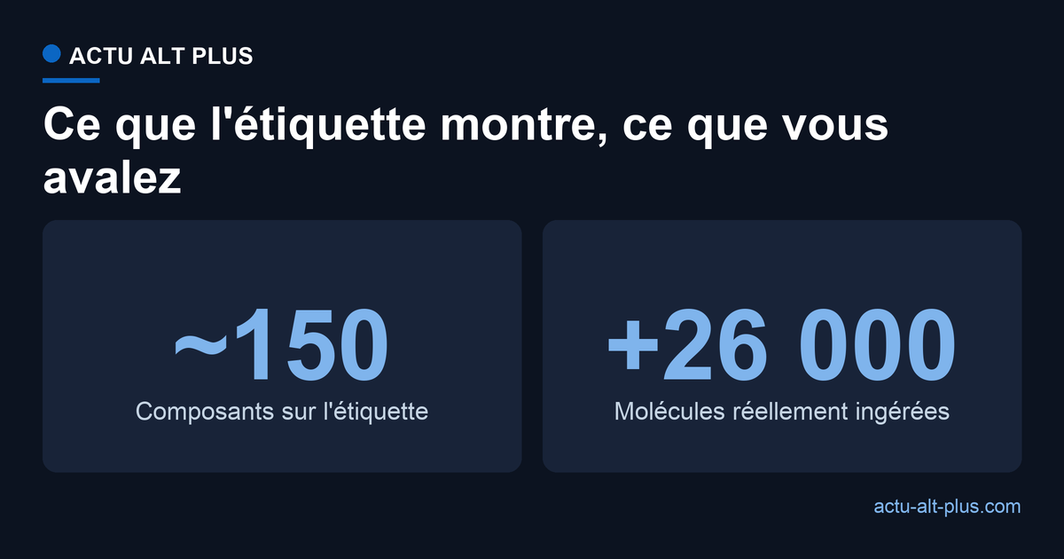 Sur une étiquette, environ 150 composants suivis, contre plus de 26 000 molécules réellement apportées par l'alimentation