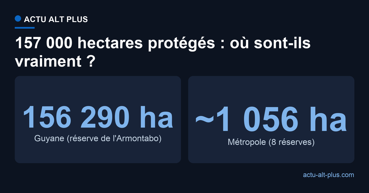 Sur les 157 000 hectares de foret protectes le 9 juin 2026, 156 290 se trouvent en Guyane contre environ 1 000 en metropole