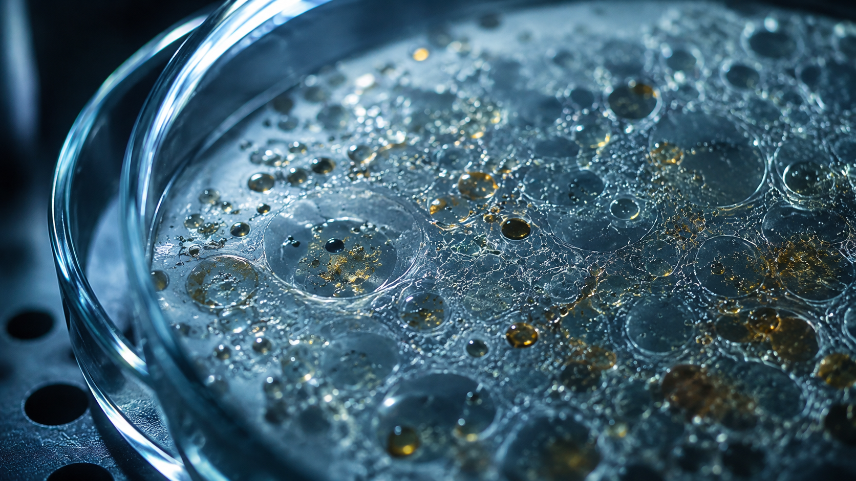 Une texture biologique suggère l’oxydation des graisses dans une membrane cellulaire.