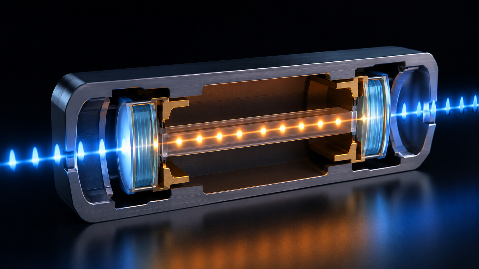 Schema d'une cavite laser photonique de type oscillateur Mamyshev avec filtres optiques et guide d'onde non lineaire