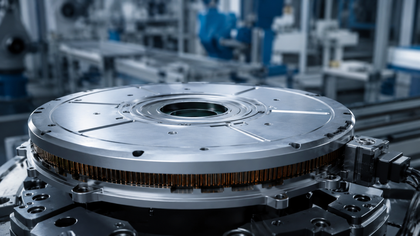 Composant de moteur électrique plat en forme de disque sur une chaîne de production automatisée