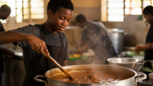 À Nantes, une quinzaine d’ados exilés cuisinent un mafé pour soixante inconnus, et tout le monde repart de la table autrement