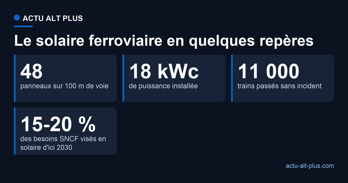 Repères du pilote solaire entre les rails de Buttes et objectif solaire de la SNCF