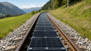 Des panneaux solaires entre les rails : 11 000 trains sont passés dessus en Suisse, et la SNCF observe de près
