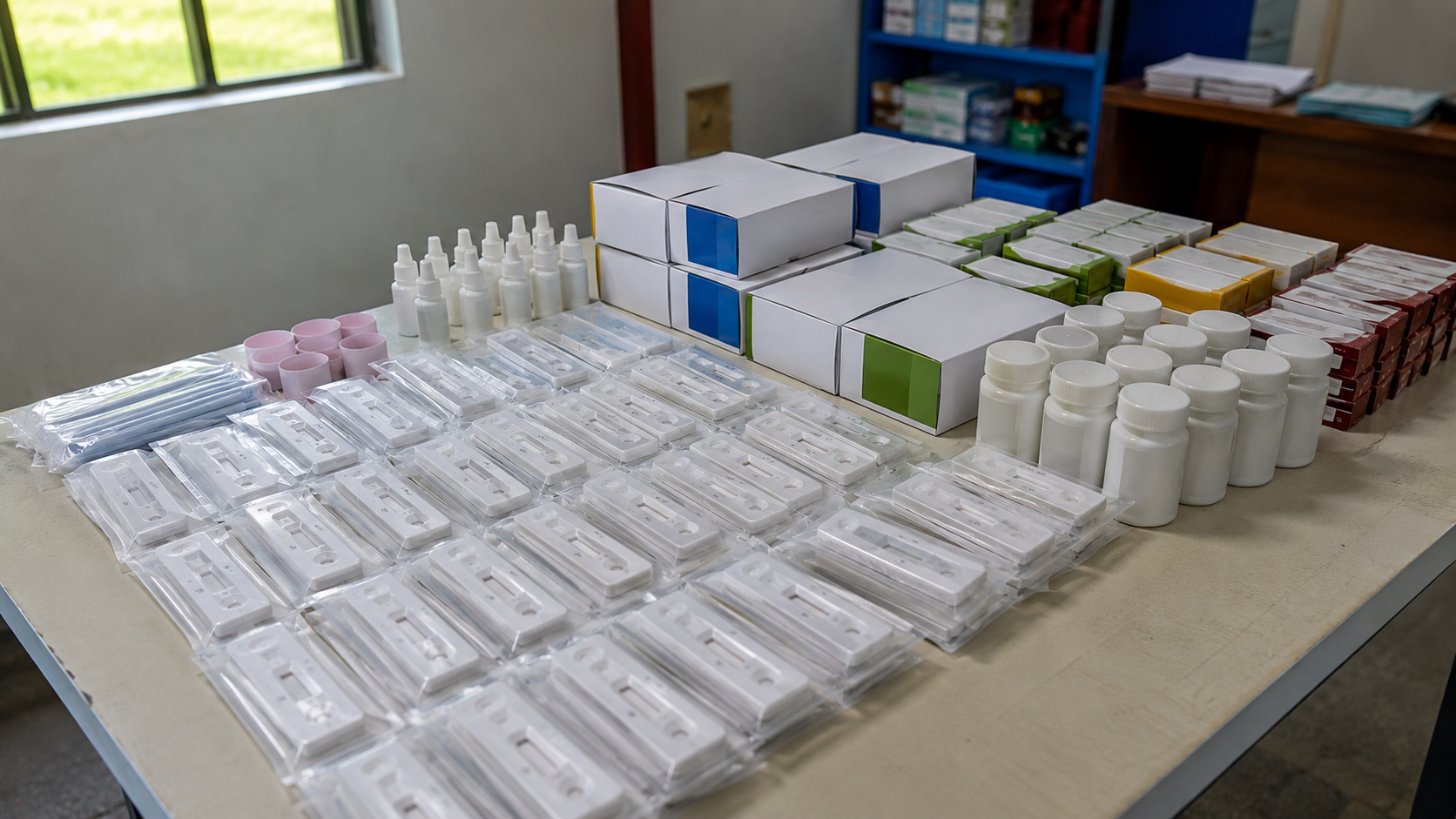 Kits de tests rapides et médicaments antipaludiques prêts à être distribués dans la province de Morobe