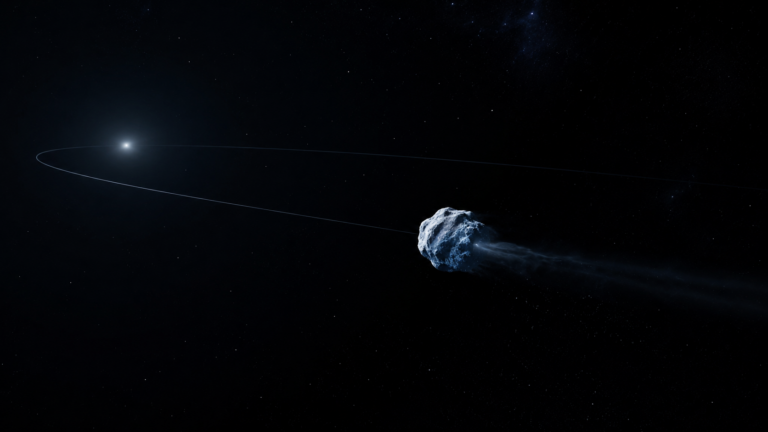 Illustration du Systeme solaire lointain avec un petit corps glace sur une orbite tres allongee