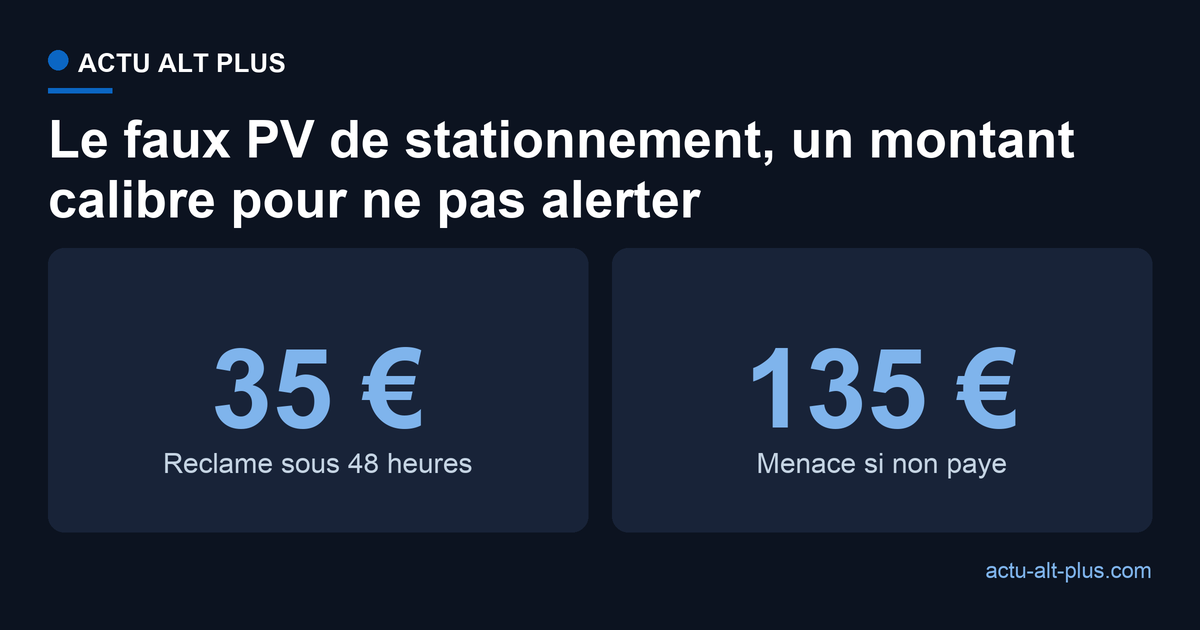 Le faux PV est calibre a 35 euros sous 48 heures, avec menace de passage a 135 euros