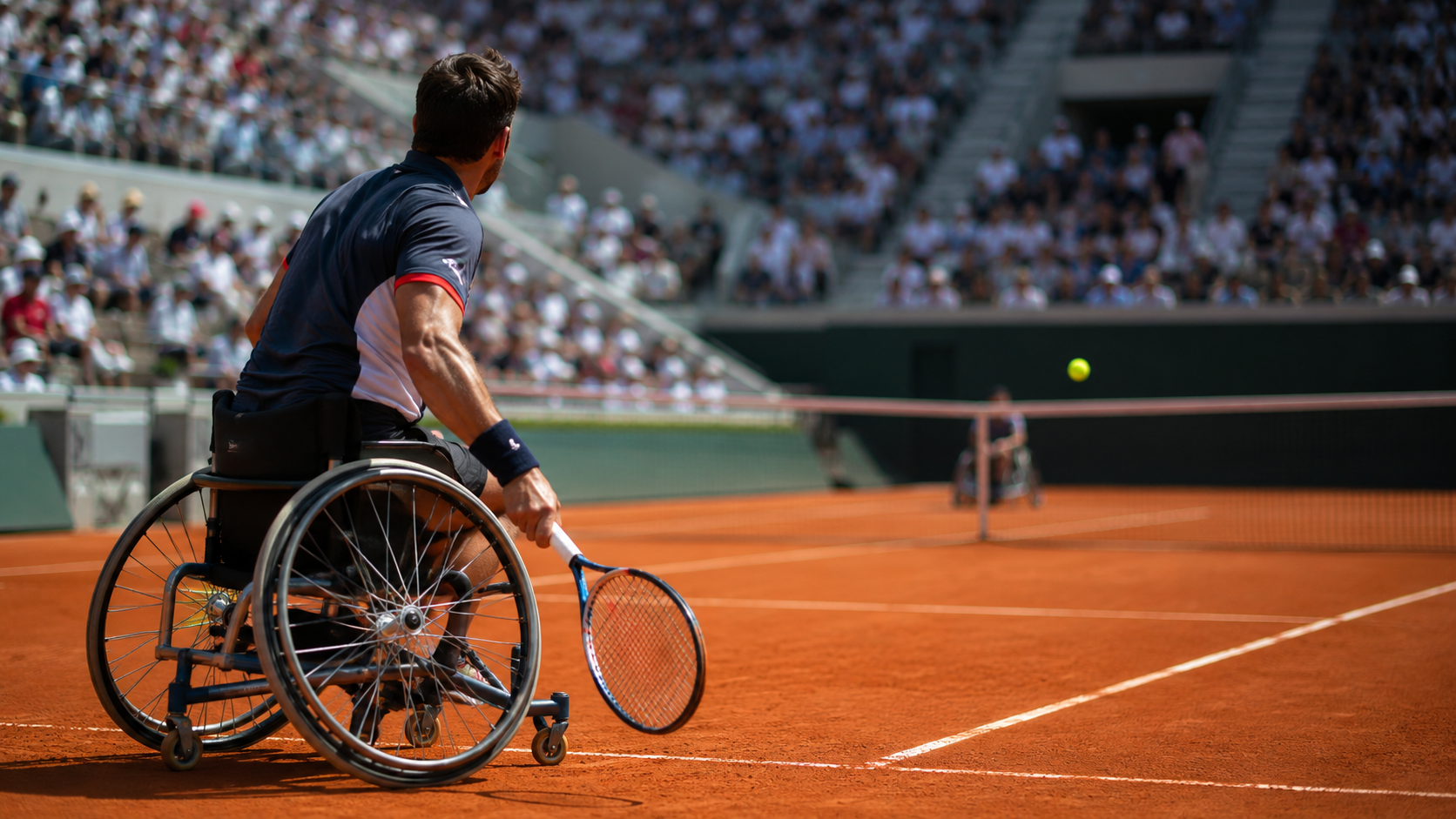 Fauteuil sportif près d’une ligne de court