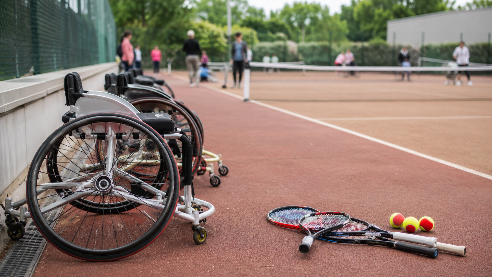 Fauteuils sportifs prêts pour une initiation
