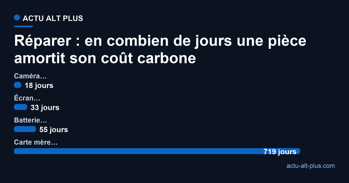 Graphique en barres du nombre de jours d'usage supplementaire necessaires pour amortir le cout carbone d'une piece reparee