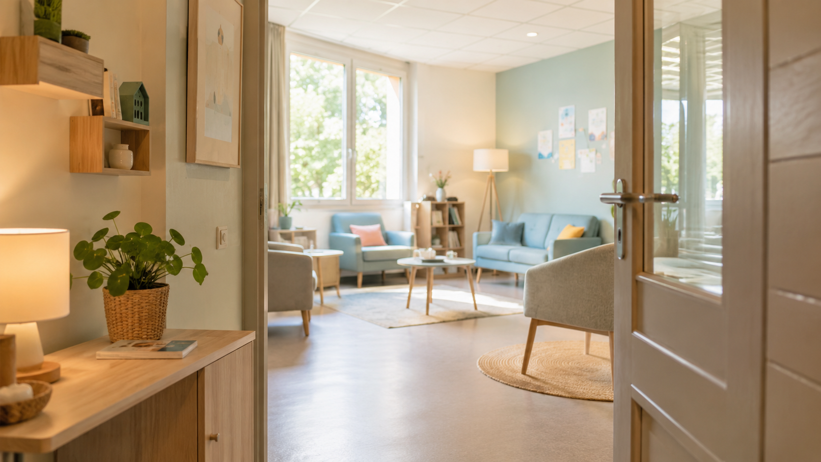 Accueil lumineux et chaleureux d'un lieu d'écoute pour adolescents