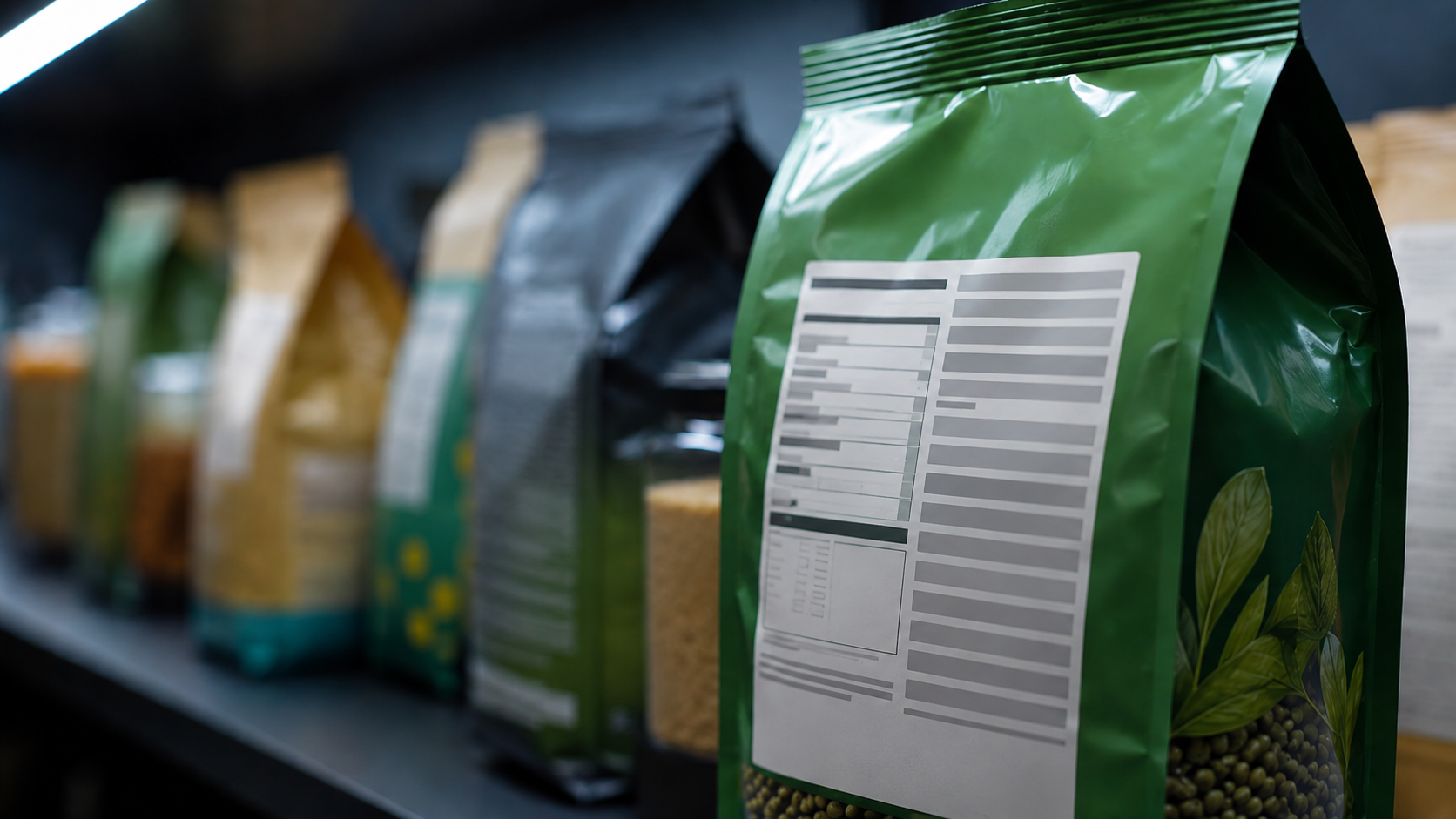 Rayon de produits emballés, zone d'information nutritionnelle