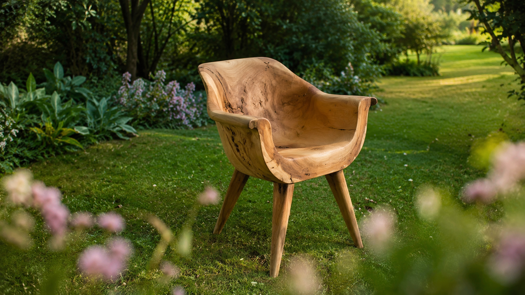Chaise en bois naturel façonnée par pousse guidée, sans joints, par Full Grown