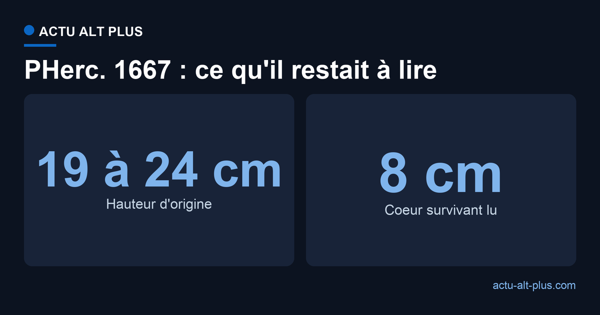 Le rouleau d'origine mesurait 19 à 24 cm de haut ; il n'en restait que 8 cm après les tentatives manuelles d'ouverture