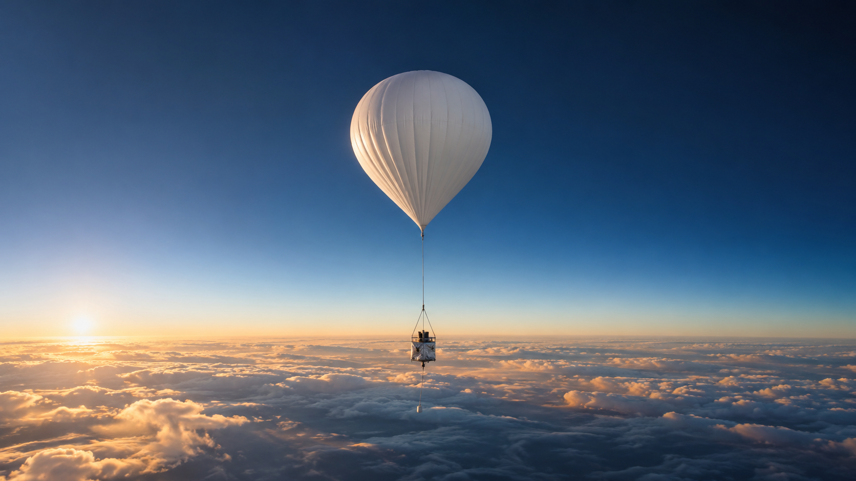 Ballon météo stratosphérique au-dessus des nuages