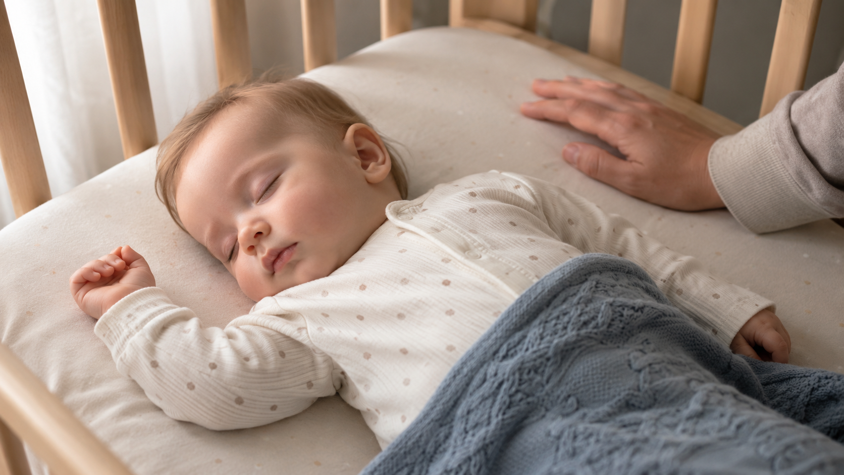 Un nourrisson dort paisiblement dans son lit à la lumière du jour