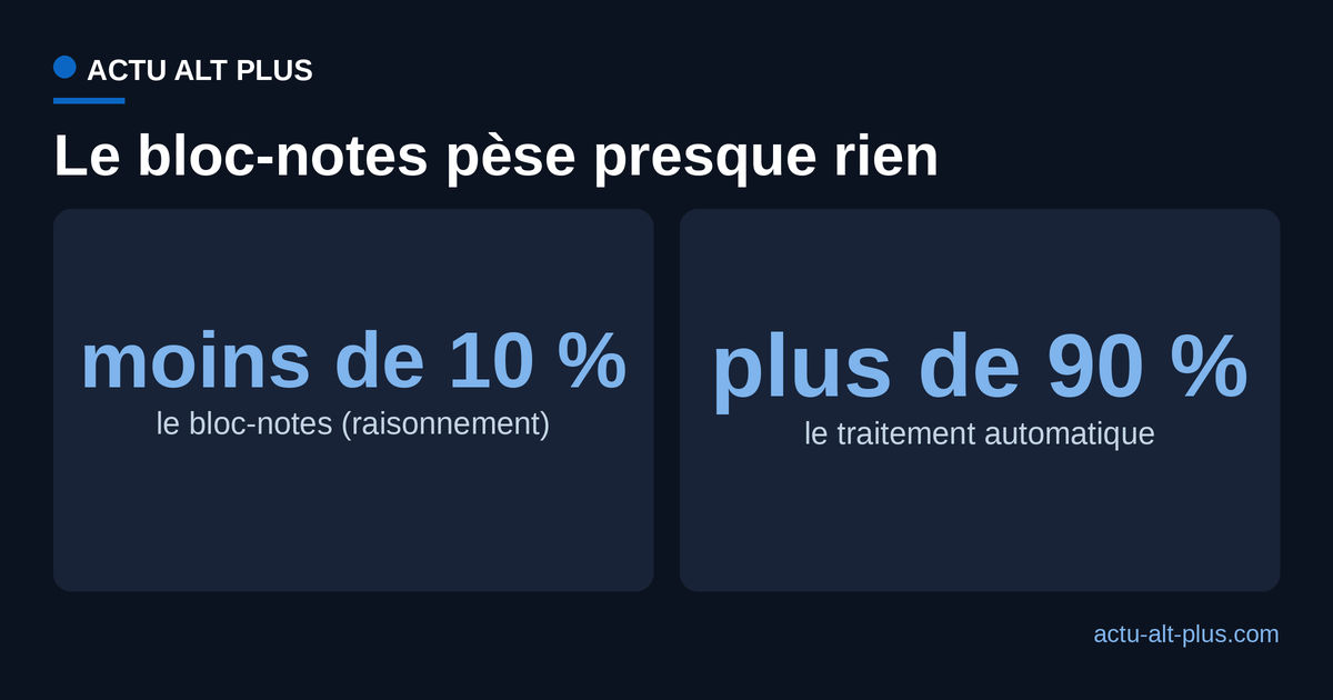 Le bloc-notes du raisonnement délibéré pèse moins d'un dixième de l'activité interne de Claude, le reste tourne en automatique
