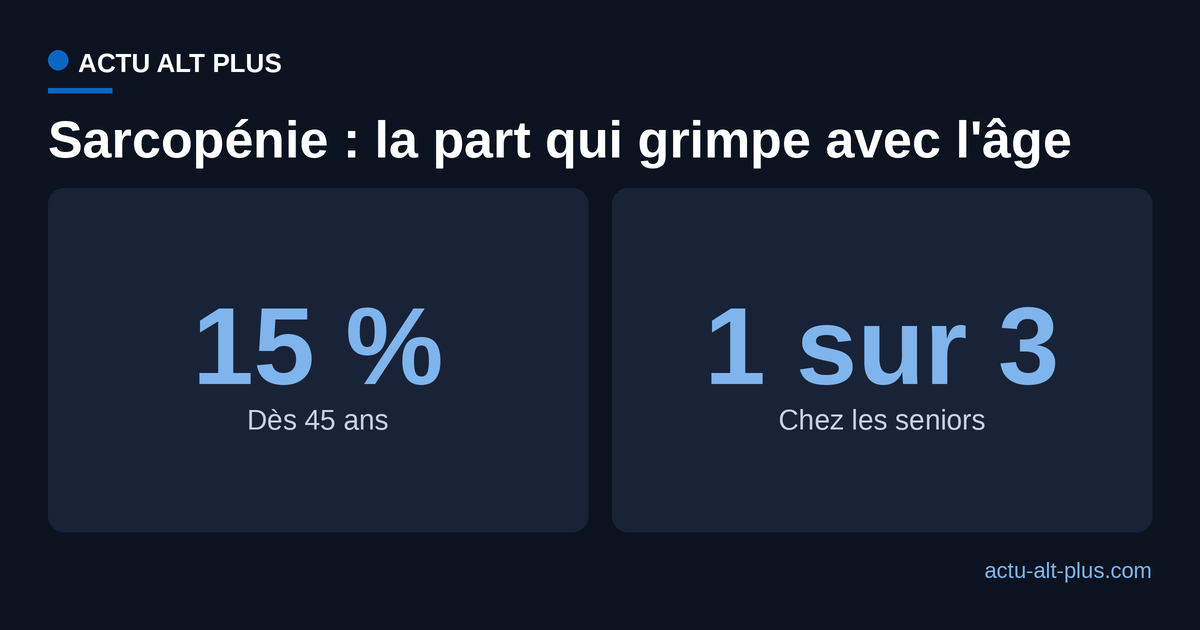 Comparaison de la prévalence de la sarcopénie : 15 % dès 45 ans contre environ un senior sur trois