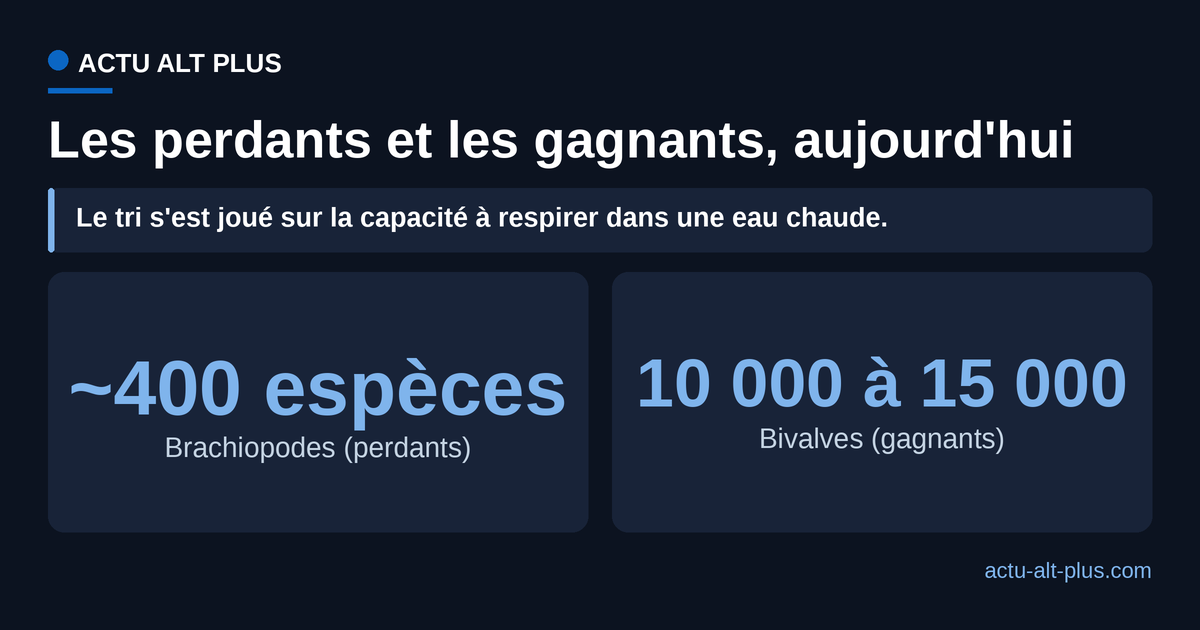 Comparaison du nombre d'espèces de brachiopodes et de bivalves vivant aujourd'hui