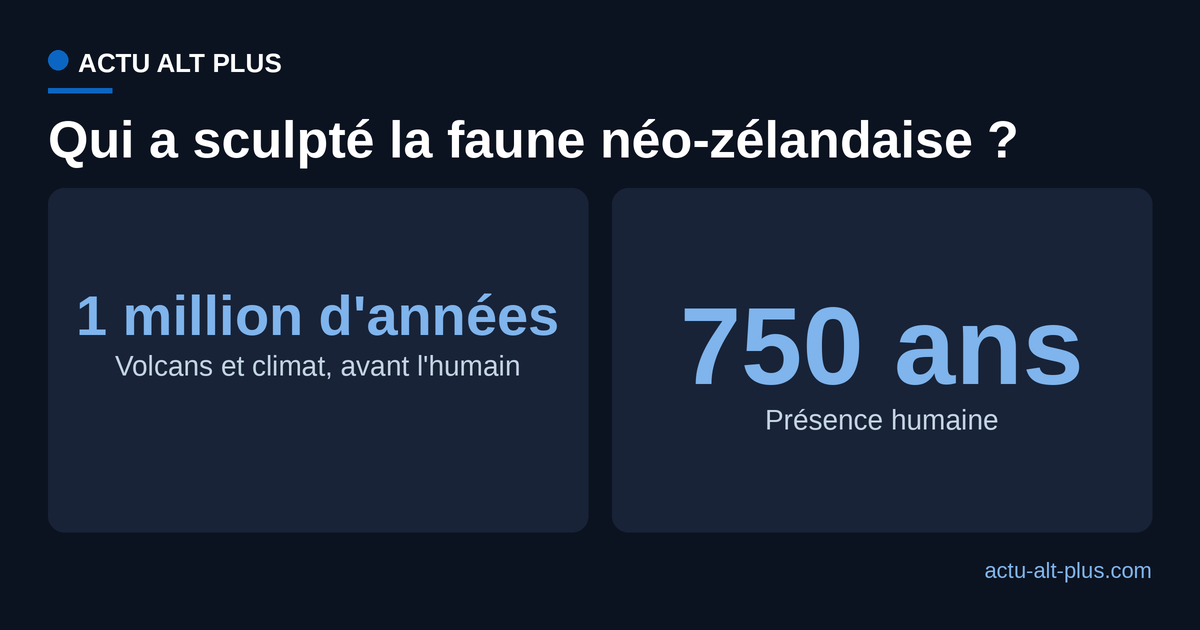 Comparaison des echelles de temps : plus d'un million d'annees de bouleversements naturels avant l'humain, contre environ 750 ans de presence humaine