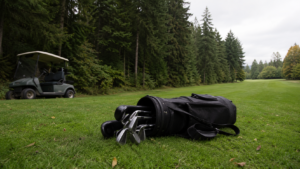 Un ours embarque un sac de clubs de golf au Canada, et un deuxième l’attend à la sortie du parcours