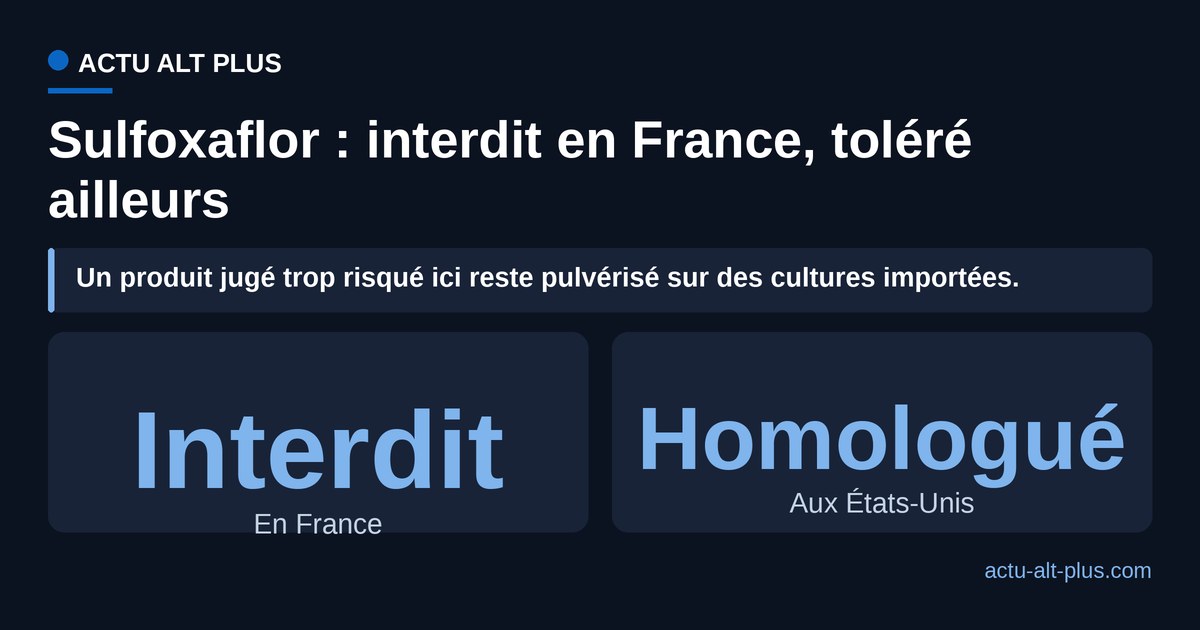 Comparaison du statut réglementaire du sulfoxaflor : interdit en France, homologué aux États-Unis