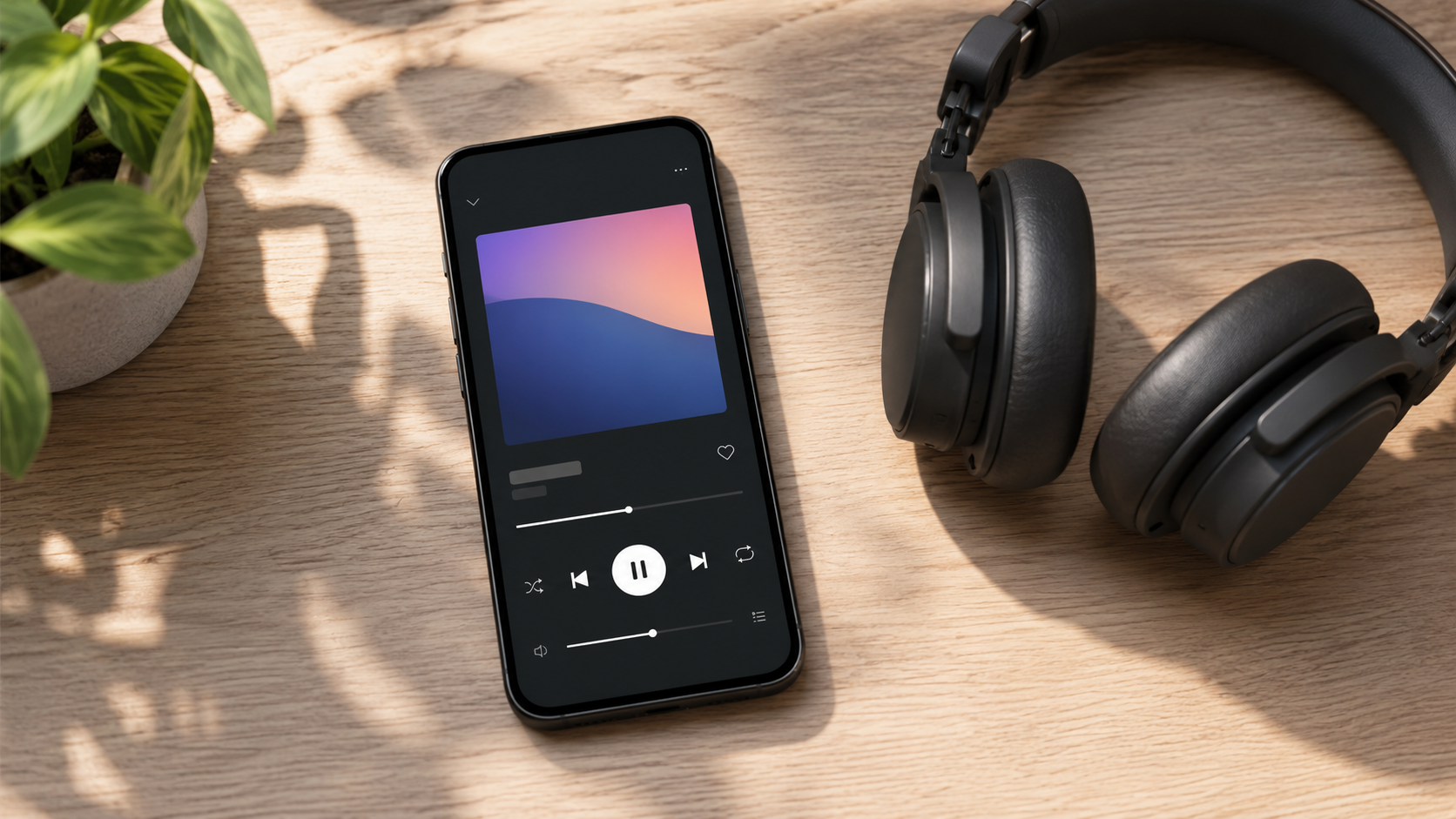 Smartphone avec une interface de streaming musicale générique et un casque
