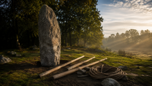 Le 12 août, un menhir retourné « à la mode du Néolithique » et le public invité à regarder