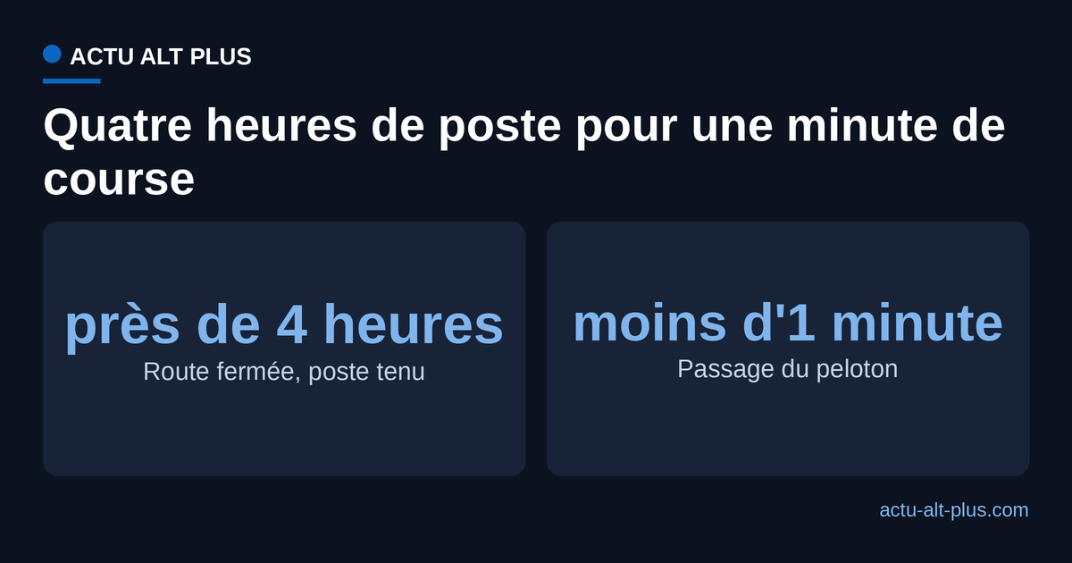 Comparaison entre la durée de fermeture d'un carrefour et le temps de passage du peloton