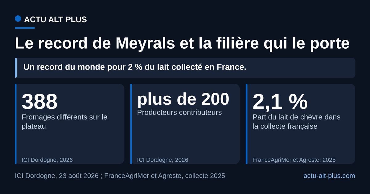 Le record est mondial, la filière est marginale : le lait de chèvre pèse 2,1 % du lait collecté en France. Limite : la collecte laitière n’inclut pas le lait transformé directement à la ferme, soit environ 100 millions de litres.