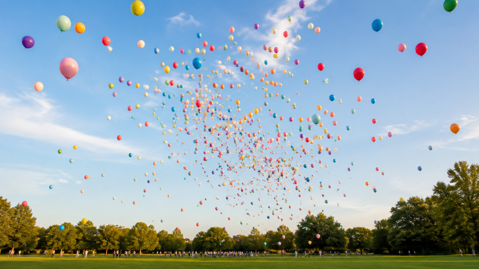 Un lâcher de centaines de ballons colorés dans le ciel, une pratique que Guinness n’homologue plus.